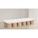 Meridian Pavilion Cream Boucle Fabric Bench IMAGE 2