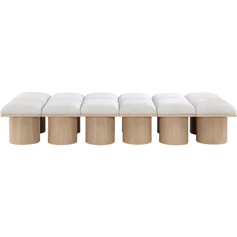 Meridian Pavilion Cream Boucle Fabric Bench IMAGE 3