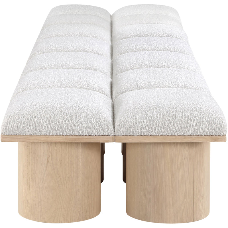 Meridian Pavilion Cream Boucle Fabric Bench IMAGE 4