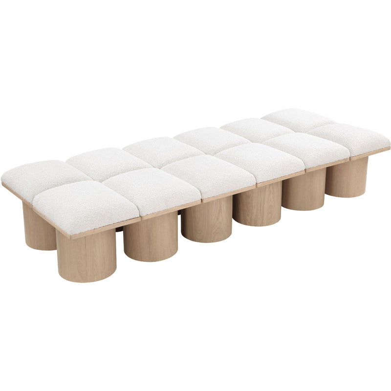 Meridian Pavilion Cream Boucle Fabric Bench IMAGE 5