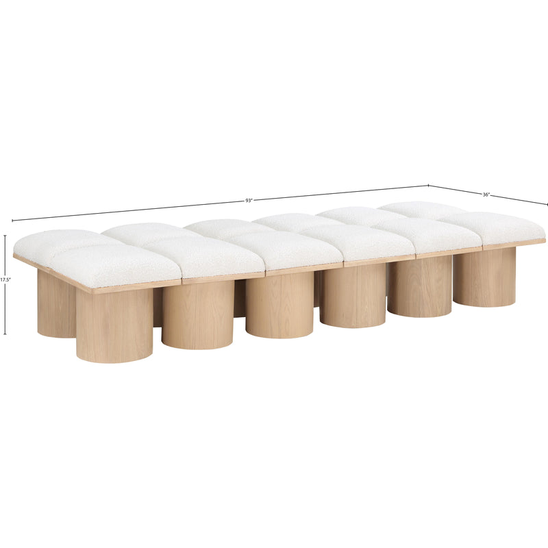 Meridian Pavilion Cream Boucle Fabric Bench IMAGE 7