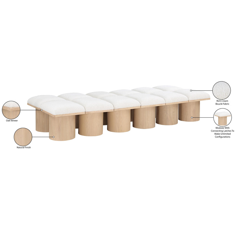 Meridian Pavilion Cream Boucle Fabric Bench IMAGE 8
