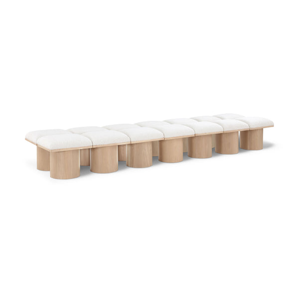 Meridian Pavilion Cream Boucle Fabric Bench IMAGE 1