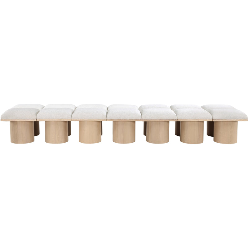 Meridian Pavilion Cream Boucle Fabric Bench IMAGE 3