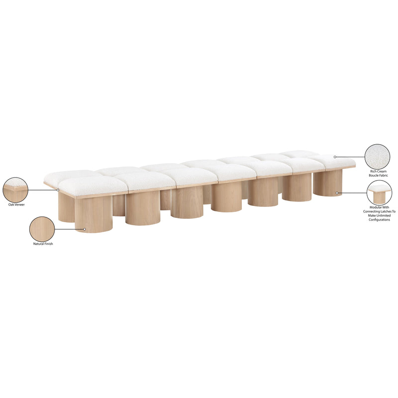 Meridian Pavilion Cream Boucle Fabric Bench IMAGE 7
