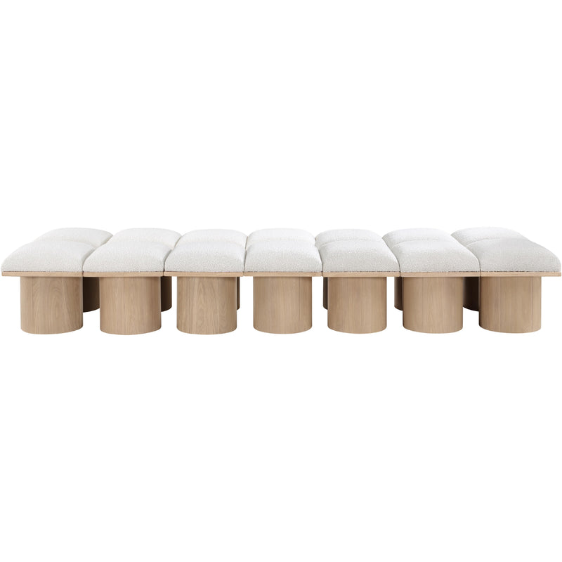 Meridian Pavilion Cream Boucle Fabric Bench IMAGE 3