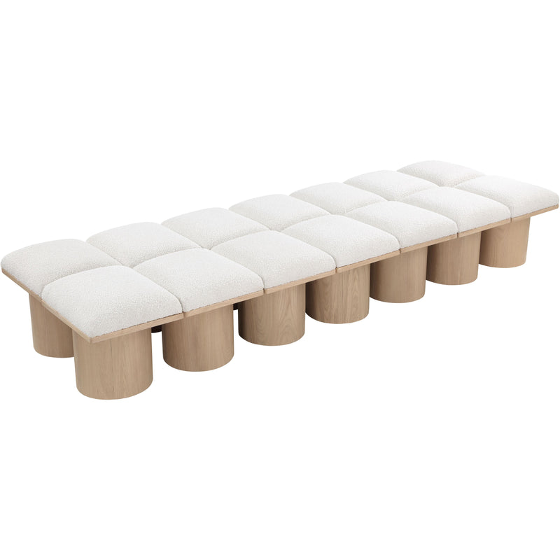 Meridian Pavilion Cream Boucle Fabric Bench IMAGE 5