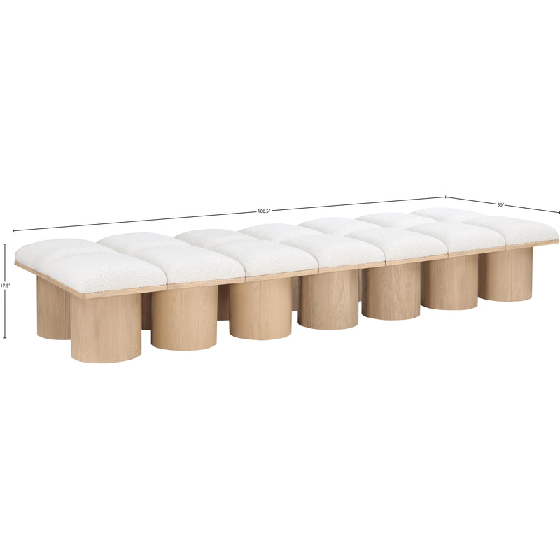 Meridian Pavilion Cream Boucle Fabric Bench IMAGE 7