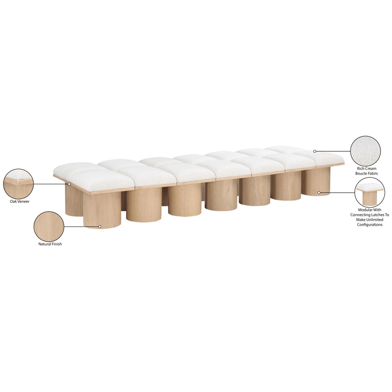 Meridian Pavilion Cream Boucle Fabric Bench IMAGE 8