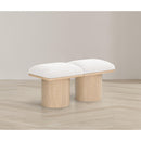 Meridian Pavilion Cream Boucle Fabric Bench IMAGE 2