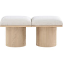 Meridian Pavilion Cream Boucle Fabric Bench IMAGE 3