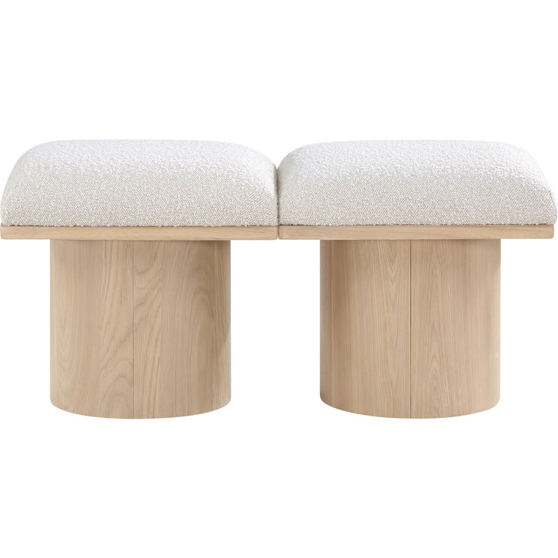 Meridian Pavilion Cream Boucle Fabric Bench IMAGE 3