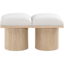 Meridian Pavilion Cream Boucle Fabric Bench IMAGE 3