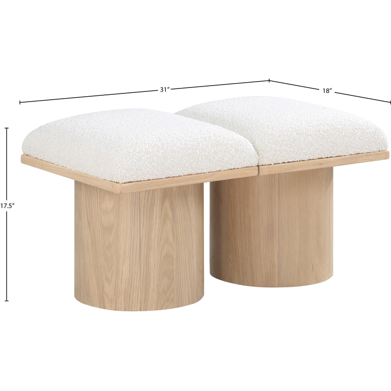 Meridian Pavilion Cream Boucle Fabric Bench IMAGE 6