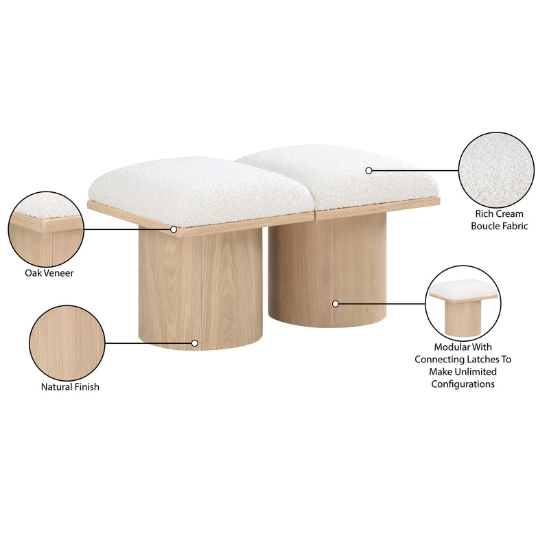 Meridian Pavilion Cream Boucle Fabric Bench IMAGE 7