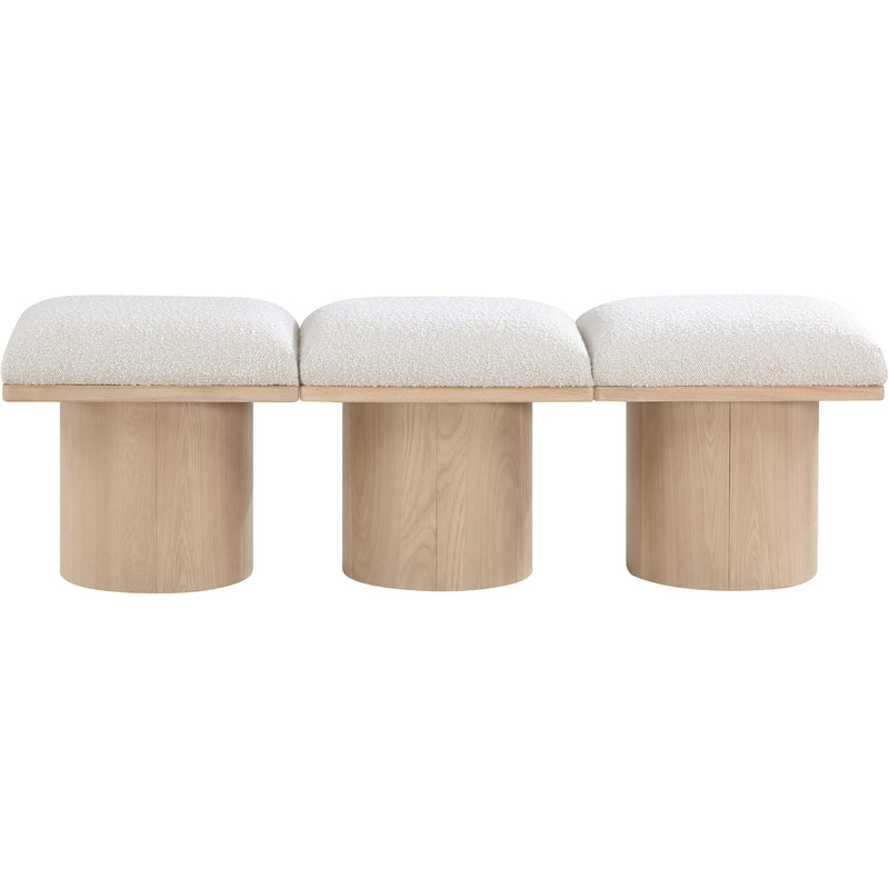 Meridian Pavilion Cream Boucle Fabric Bench IMAGE 3