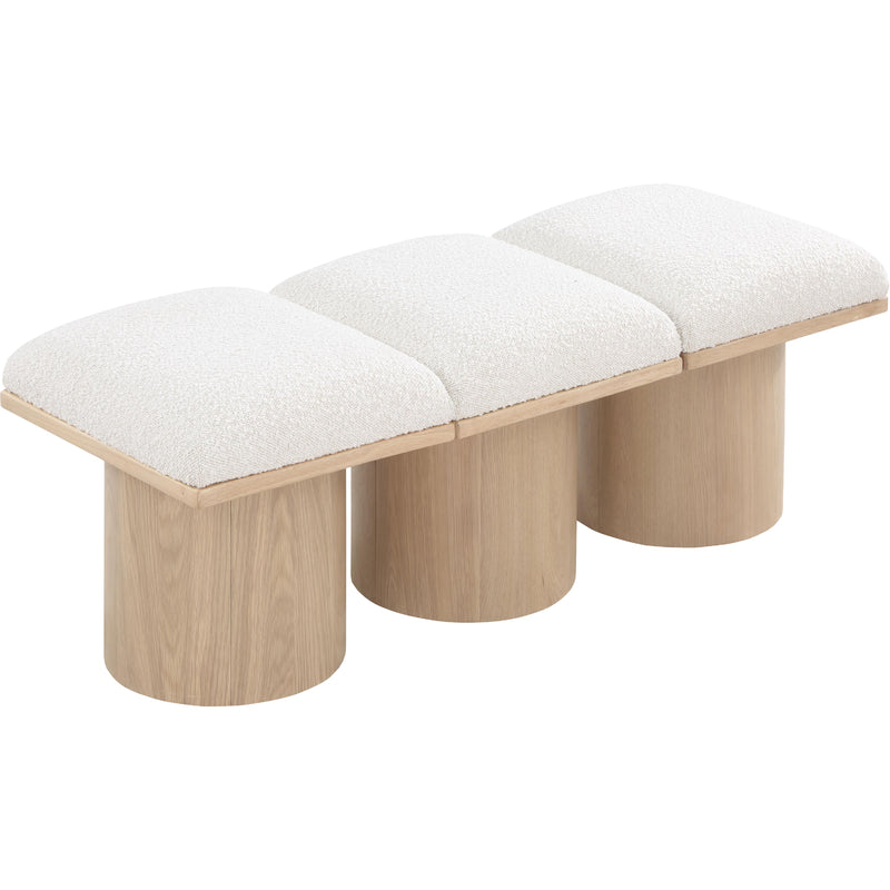 Meridian Pavilion Cream Boucle Fabric Bench IMAGE 5