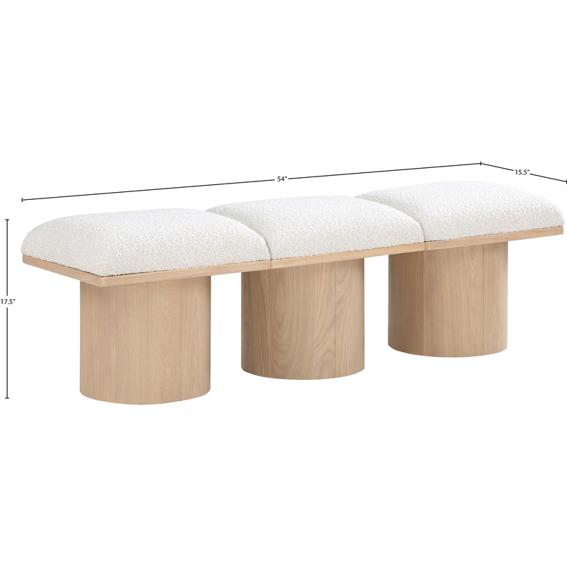 Meridian Pavilion Cream Boucle Fabric Bench IMAGE 7