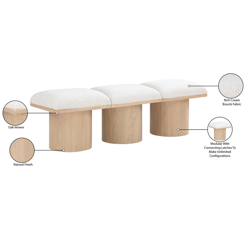 Meridian Pavilion Cream Boucle Fabric Bench IMAGE 8