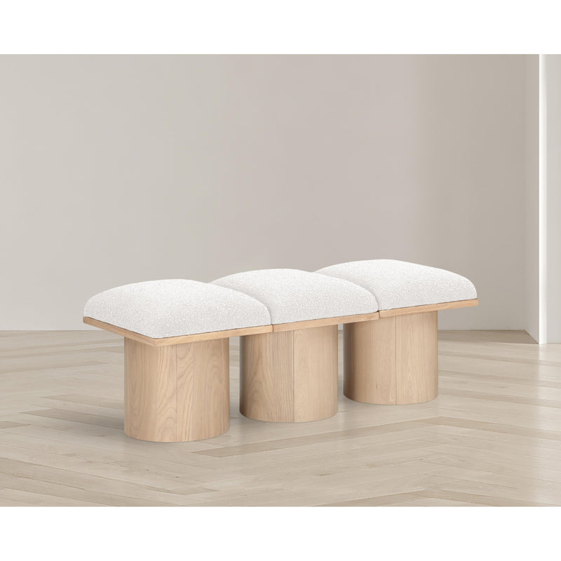 Meridian Pavilion Cream Boucle Fabric Bench IMAGE 2