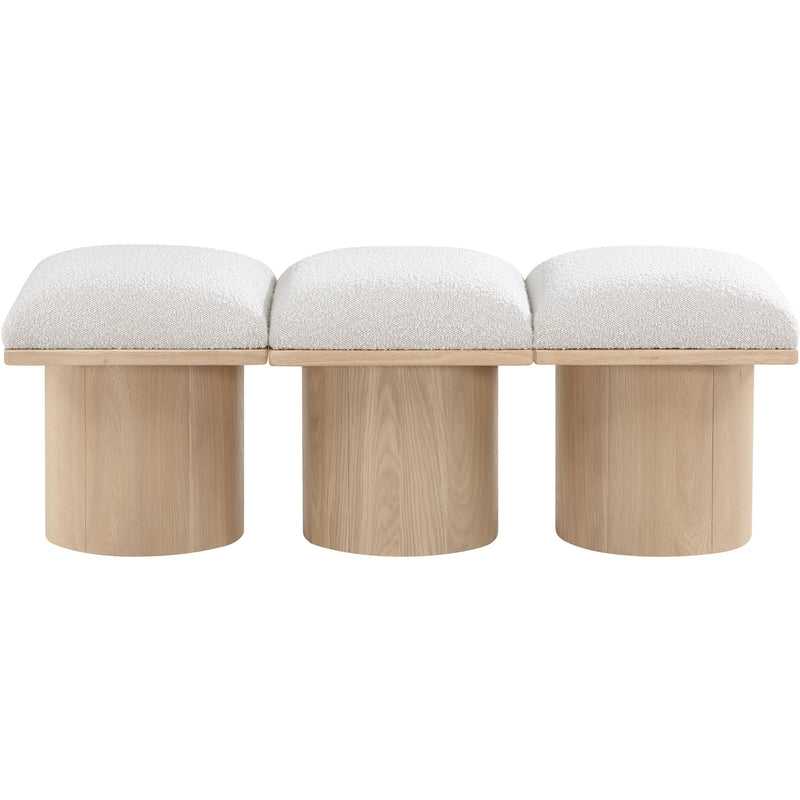 Meridian Pavilion Cream Boucle Fabric Bench IMAGE 3