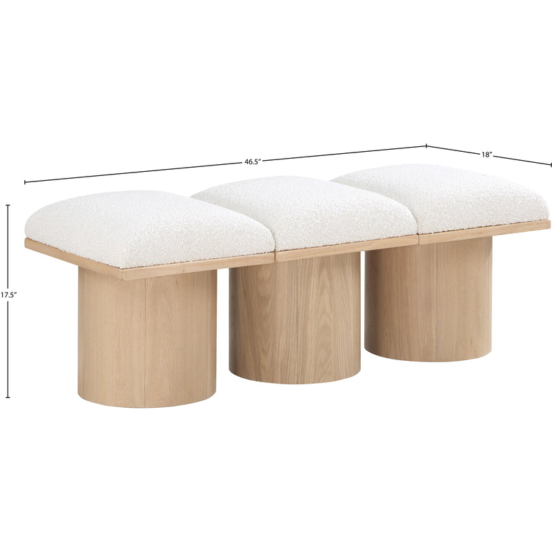 Meridian Pavilion Cream Boucle Fabric Bench IMAGE 6