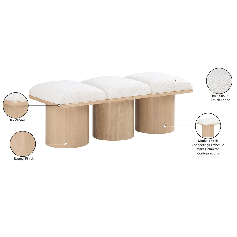 Meridian Pavilion Cream Boucle Fabric Bench IMAGE 7