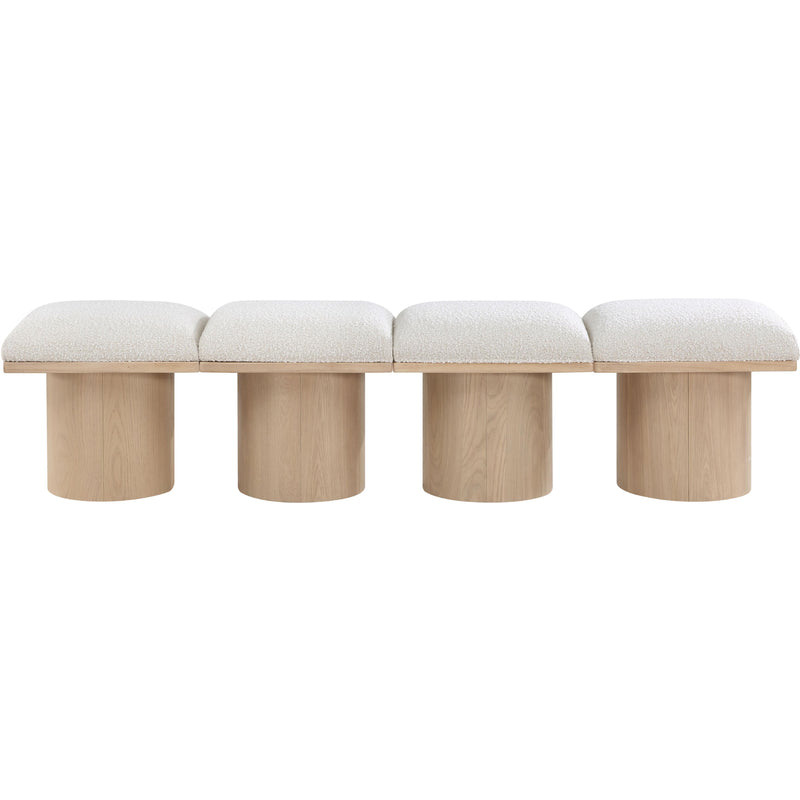 Meridian Pavilion Cream Boucle Fabric Bench IMAGE 3