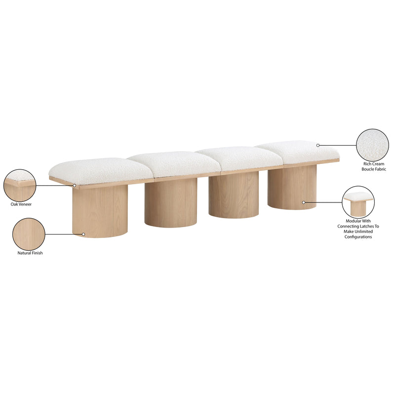 Meridian Pavilion Cream Boucle Fabric Bench IMAGE 8