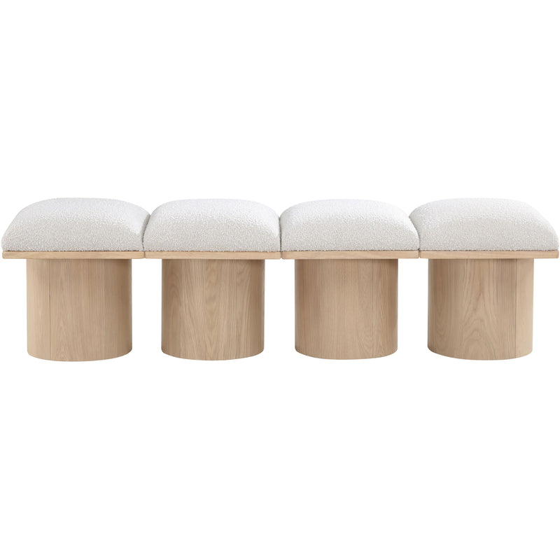 Meridian Pavilion Cream Boucle Fabric Bench IMAGE 3