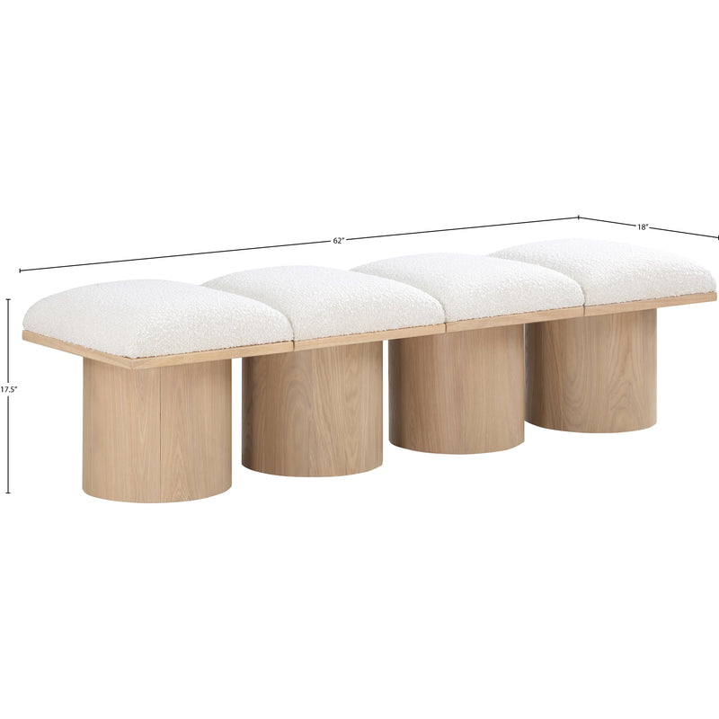 Meridian Pavilion Cream Boucle Fabric Bench IMAGE 6