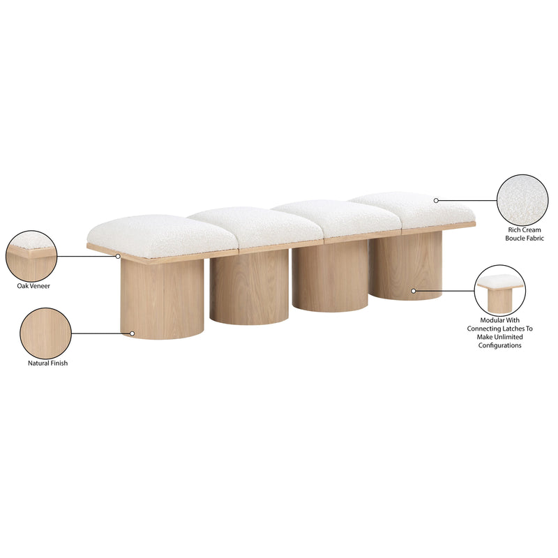 Meridian Pavilion Cream Boucle Fabric Bench IMAGE 7
