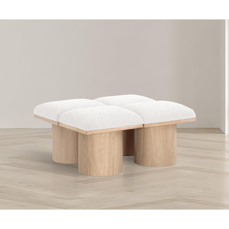Meridian Pavilion Cream Boucle Fabric Bench IMAGE 2
