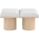 Meridian Pavilion Cream Boucle Fabric Bench IMAGE 3
