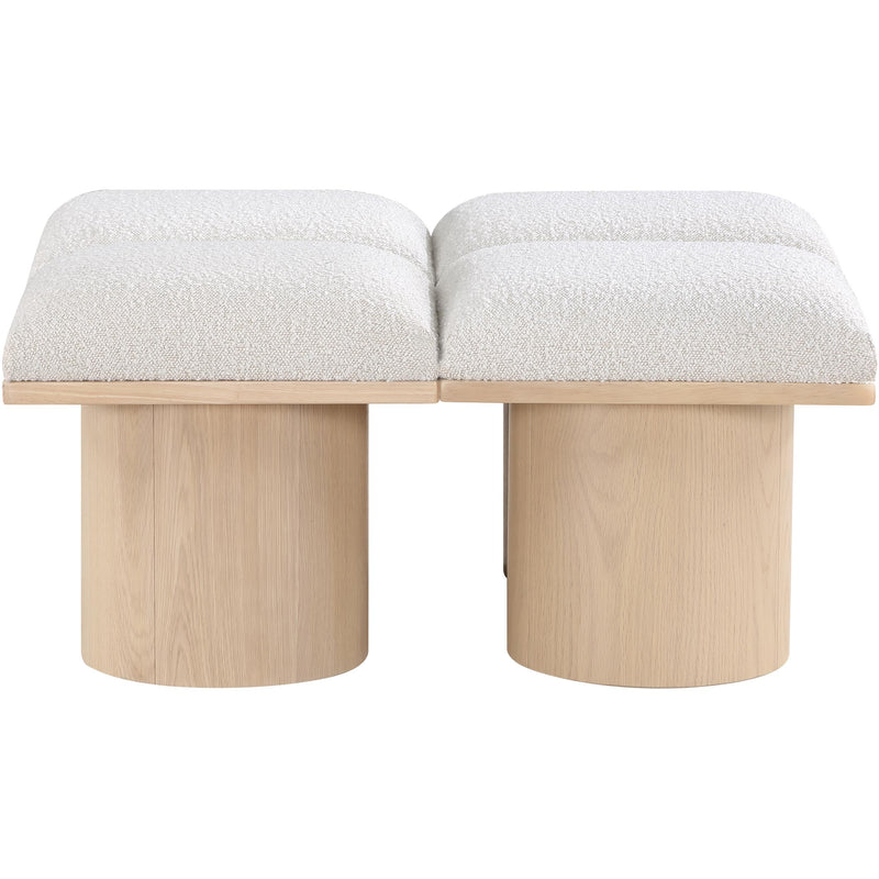 Meridian Pavilion Cream Boucle Fabric Bench IMAGE 3