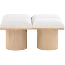 Meridian Pavilion Cream Boucle Fabric Bench IMAGE 4