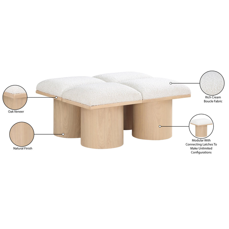 Meridian Pavilion Cream Boucle Fabric Bench IMAGE 7