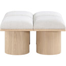 Meridian Pavilion Cream Boucle Fabric Bench IMAGE 3
