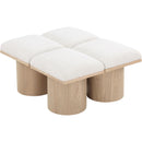 Meridian Pavilion Cream Boucle Fabric Bench IMAGE 5