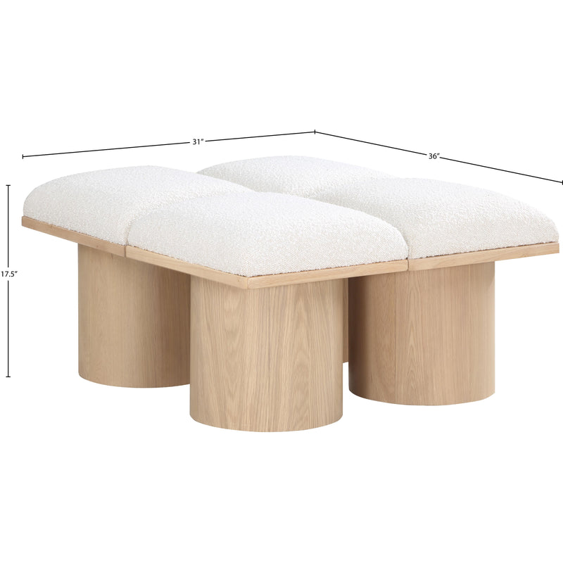 Meridian Pavilion Cream Boucle Fabric Bench IMAGE 7