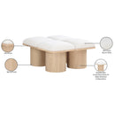 Meridian Pavilion Cream Boucle Fabric Bench IMAGE 8