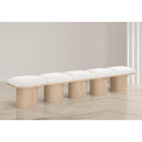 Meridian Pavilion Cream Boucle Fabric Bench IMAGE 2