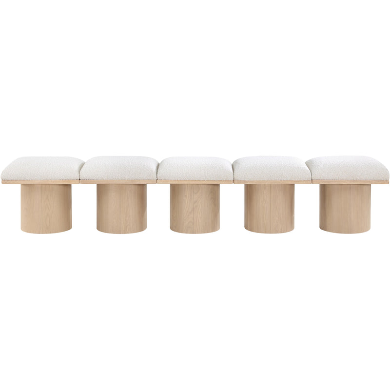Meridian Pavilion Cream Boucle Fabric Bench IMAGE 3