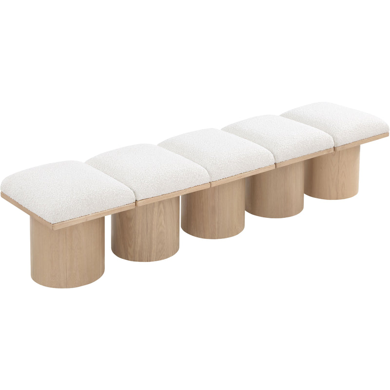 Meridian Pavilion Cream Boucle Fabric Bench IMAGE 5