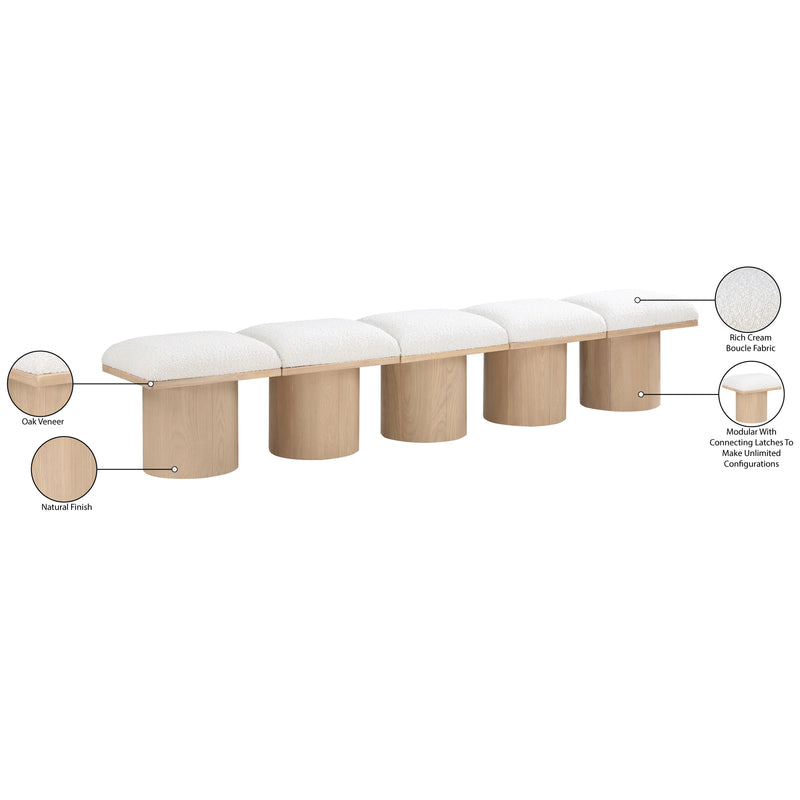 Meridian Pavilion Cream Boucle Fabric Bench IMAGE 8
