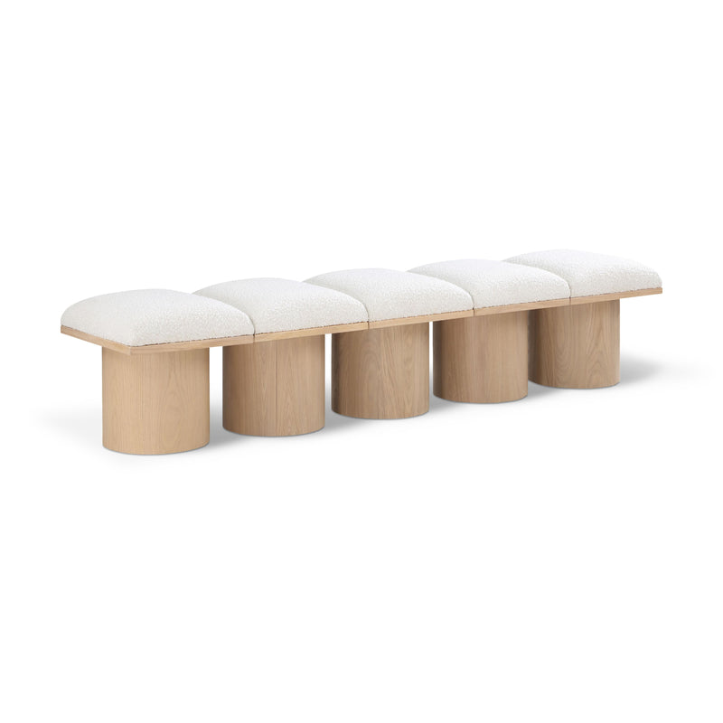 Meridian Pavilion Cream Boucle Fabric Bench IMAGE 1