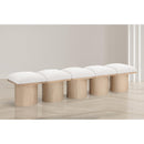 Meridian Pavilion Cream Boucle Fabric Bench IMAGE 2