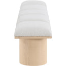 Meridian Pavilion Cream Boucle Fabric Bench IMAGE 4