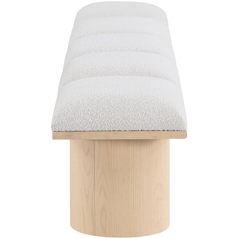 Meridian Pavilion Cream Boucle Fabric Bench IMAGE 4