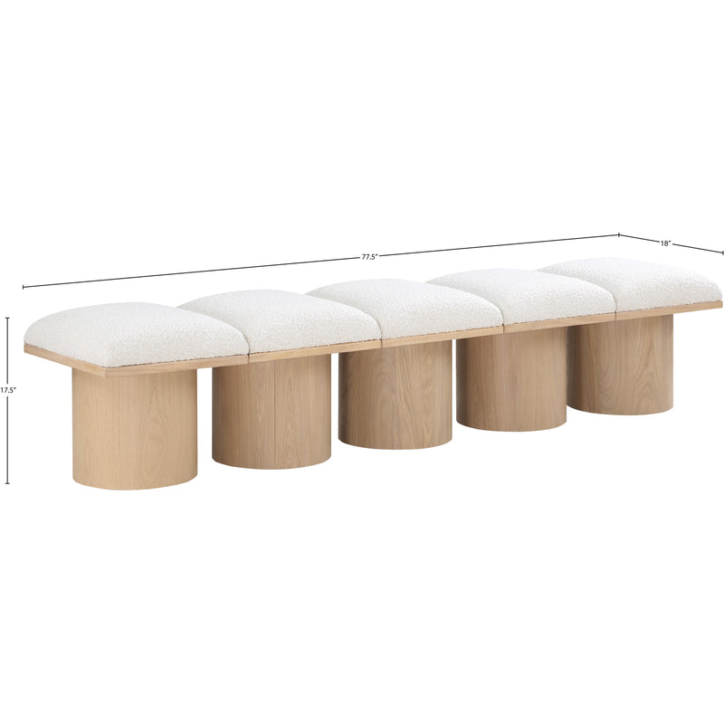 Meridian Pavilion Cream Boucle Fabric Bench IMAGE 6